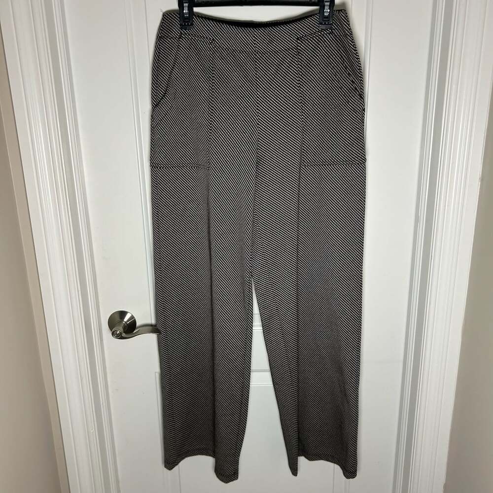 Max Studio London Pants Size L Black White Patterned Pull On